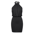 thumbnail image 5 of Pounoo Women's Party Dresses Halter Neck Sleeveless Bodycon Dress With Ruched Design Nightclub Style Comfortable Stretchy Breathable Short Sundresses Gift, 5 of 7