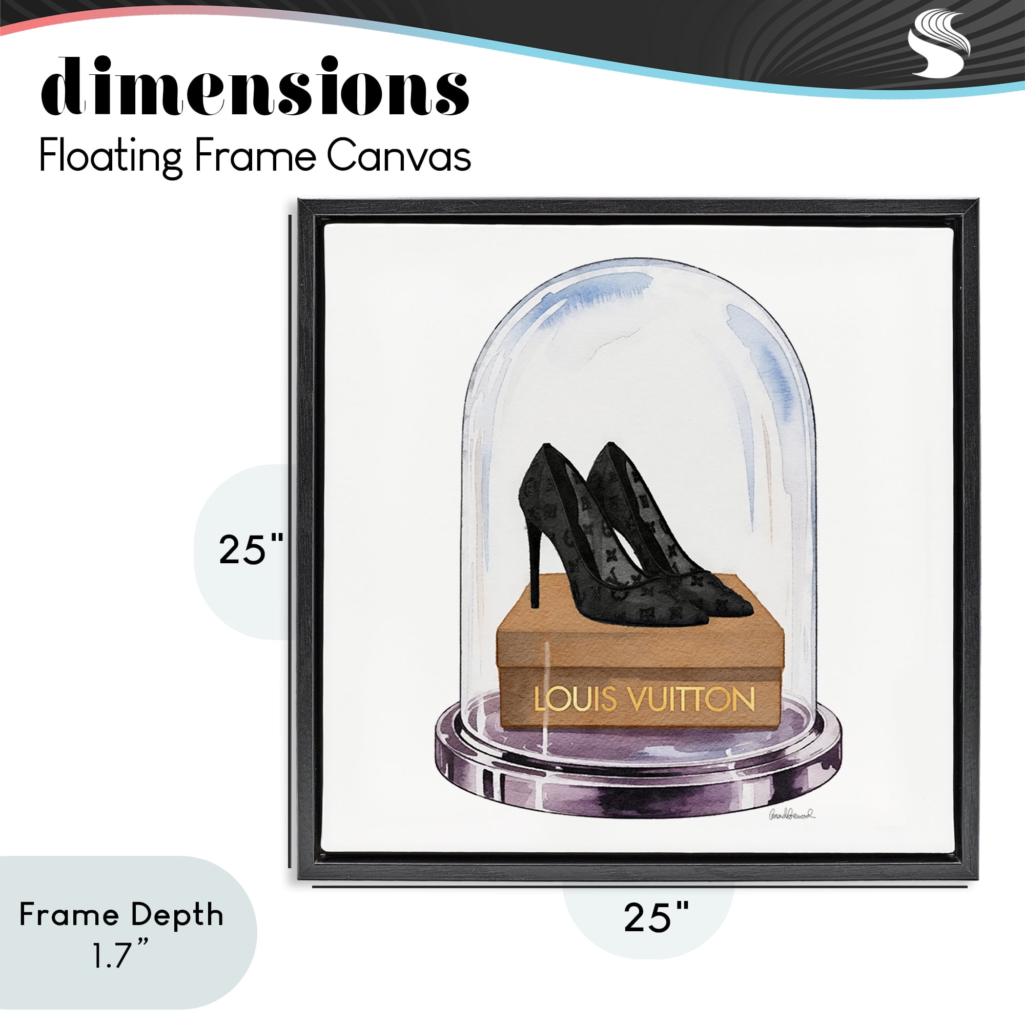 Stupell Industries Black Heels in Bell Jar Black Framed Floater Canvas Wall Art, design by Amanda Greenwood