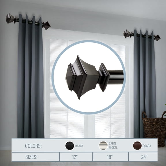 Domovina Chris 1.5" Side Curtain Rod - Set of 2-Color:Black,Size:18"