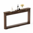 thumbnail image 4 of 70.1" Wavy-Patterned Storage Table with Drawers, Slim Console Table Behind Sofa for Entryway Hallway Living Room, Walnut, 4 of 10
