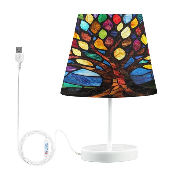 BZSMCE Table Lamp Creative Colorful Glass Tree Simple Pattern Night Light