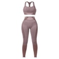 thumbnail image 4 of Women's 2 Piece Workout Set, Seamless Yoga Bra and High Waist Butt Lifting Yoga Pants, High Compression Fitness Outfit for Gym, Running, Yoga and Daily Wear-Khaki, 4 of 4