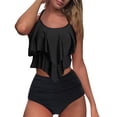 thumbnail image 2 of MSJUHEG Tummy Control Tankini,Plus Size Tankini Swimwear,One Shoulder Swimsuits for Women,Tankini Sets for Women,Halter Tankini Top,Swimsuit with Skirt, Black M, 2 of 5