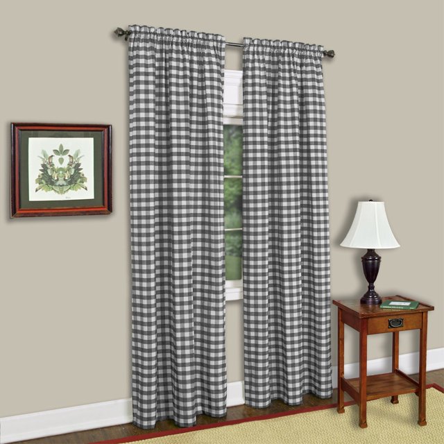 Panel de cortina de ventana Ergode Buffalo Check - 42x95 - Negro Ergode BCPN95BW12-VV