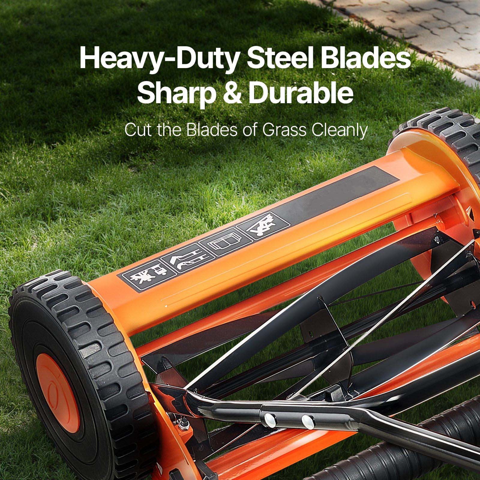 16" Manual Reel Lawn Mower - 5-Blade Push Mower, Adjustable Height, Grass Catcher, 2-Wheel - Eco-Friendly Lawn Care