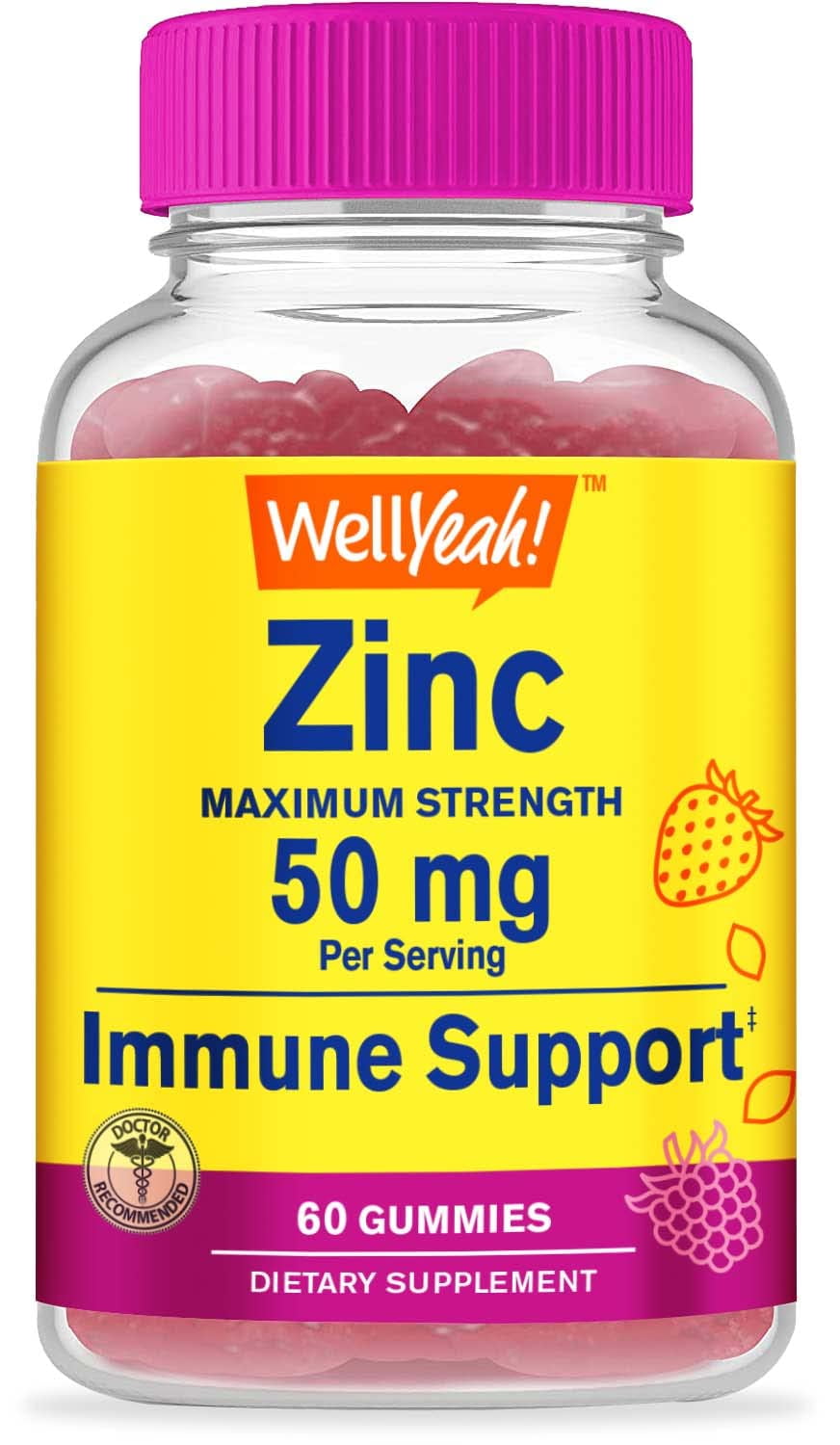 WellYeah Zinc Gummies 50 mg Supports Healthy Immune Function and