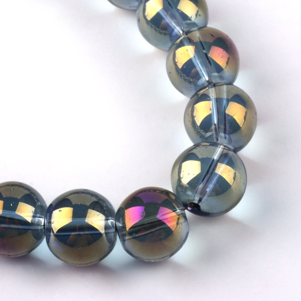 10strands Electroplate Glass Beads Strands Rainbow Round Purple 7.5x8.5mm Hole: 1mm about 100~104pcs/strand 70~74cm