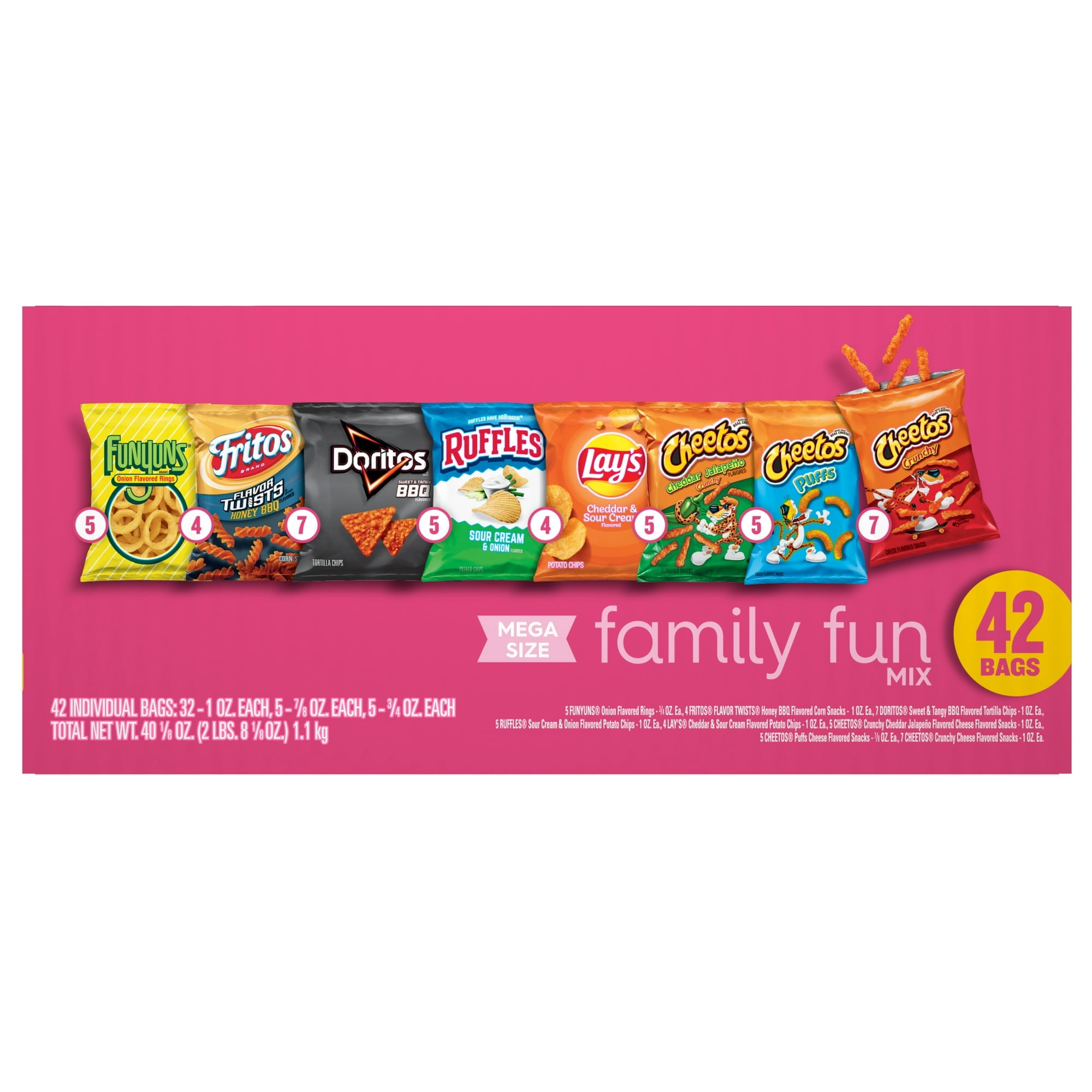 Frito Lay Family Fun Mix Chips Variety Pack, Mega Size, 42 Count