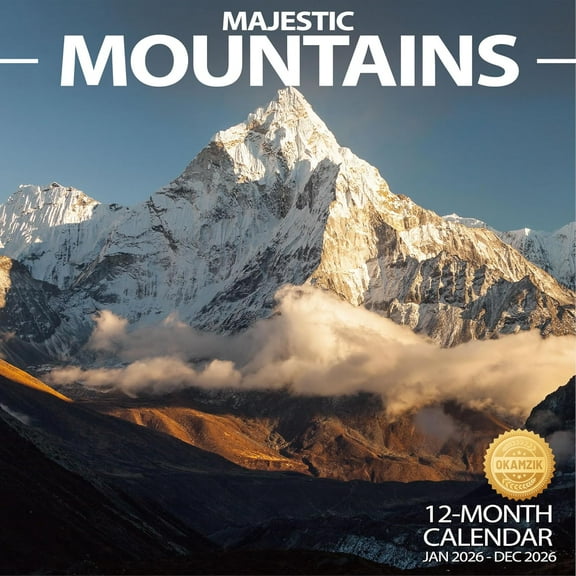 Wall Calendar 2026 Planner Calendar - Majestic Mountain Peaks Hangable Monthly Wall Calendar with Large Blocks for Organizing & Planning, Academic Schedule, Home, Office & family