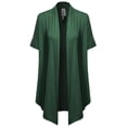 thumbnail image 3 of FashionOutfit Women's Solid Jersey Knit Draped Open Front Short Sleeves Cardigan, 3 of 4
