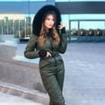 thumbnail image 5 of QATAINLAV Womens Onesie Ski Suit Winter Outdoor Sports Waterproof Snowsuit Faux Fur Collar Zip Jumpsuits Puffer Jacket, Army Green, M, 5 of 9