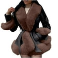 thumbnail image 6 of Tauxra Blouses for Women,Outerwear for Women,Women's Faux Fur Jacket, Turndown Collar Double Pocket Bandage Fashion Coat,Collar for Women, 6 of 6