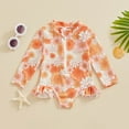 thumbnail image 2 of Gubotare Swimsuit Baby/Toddler Girls Swimsuit Long Sleeve One-Piece Bathing Suit Rash Guard Size 18-24 Months (Orange,18-24 Months), 2 of 4