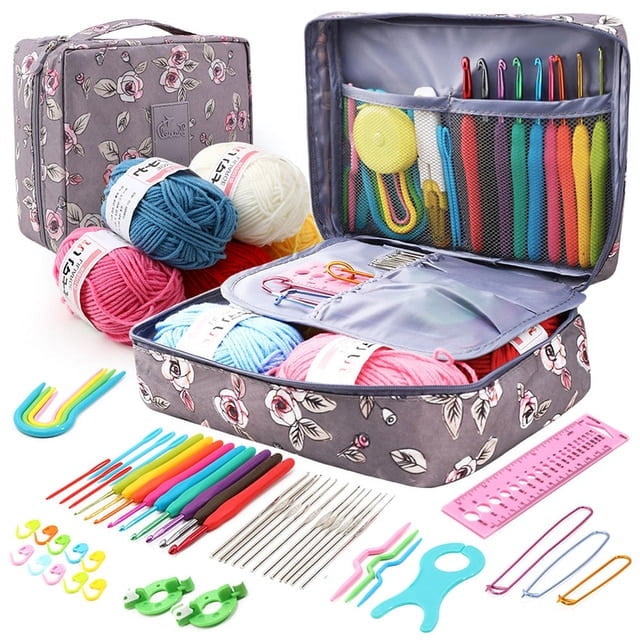 13 Pair Crochet Hook Circular Knitting Needles Set with Case Aluminium Hand Sewing Set DIY Weaving Sewing Crafts Knitting Tools
