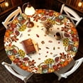 thumbnail image 4 of Fall Orange Pumpkin Round Tablecloth, Autumn Floral Table Cover, Thanksgiving Harvest Washable Tablecloth for Party Holiday Decor 47 In D, 4 of 6