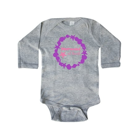 

Inktastic Mermaid At Heart Seashell Starfish - Pink Purple Gift Baby Girl Long Sleeve Bodysuit