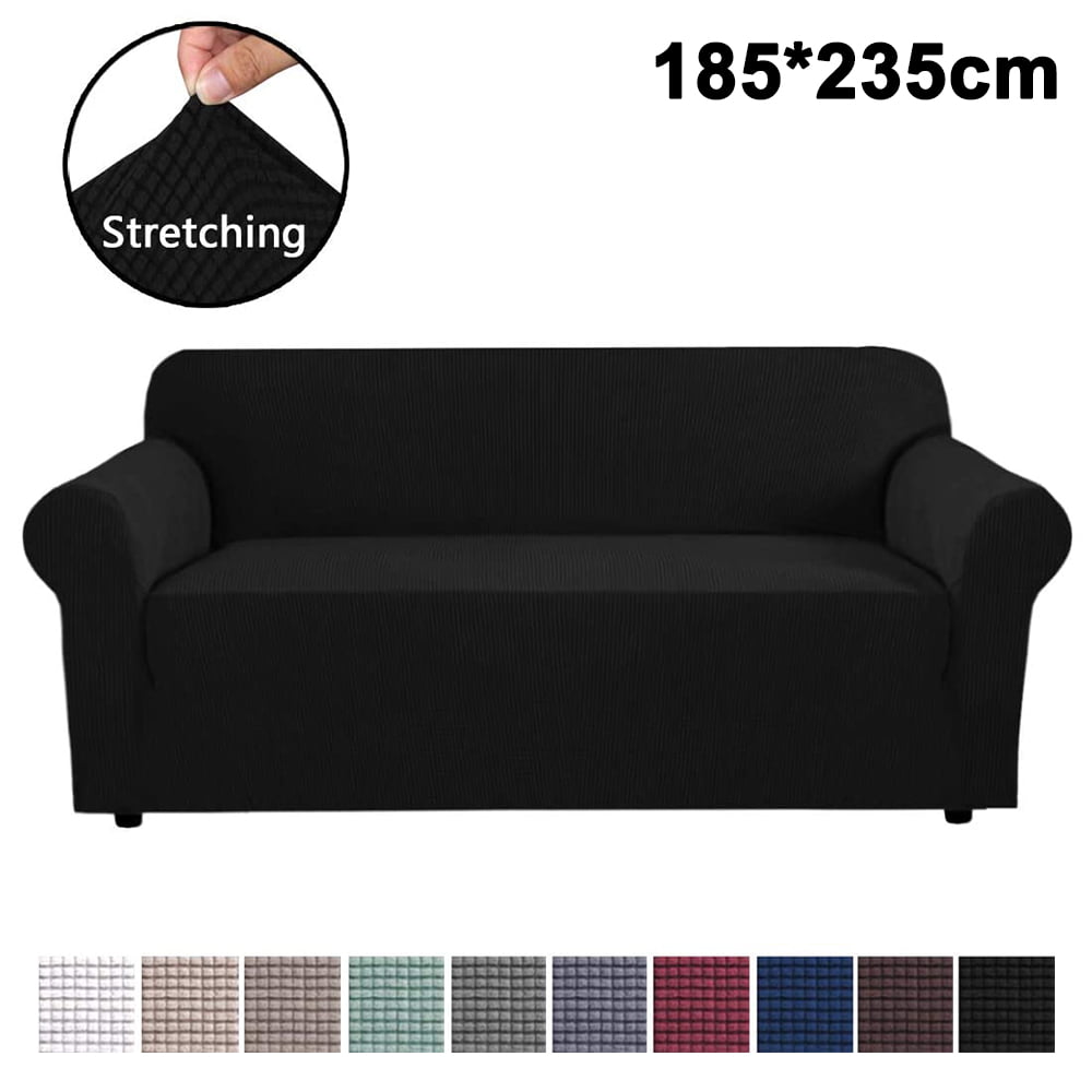 Plaid Fleece Spandex Textured Couch Sofa Cover Armchair Slipcover Stretch Elasti 