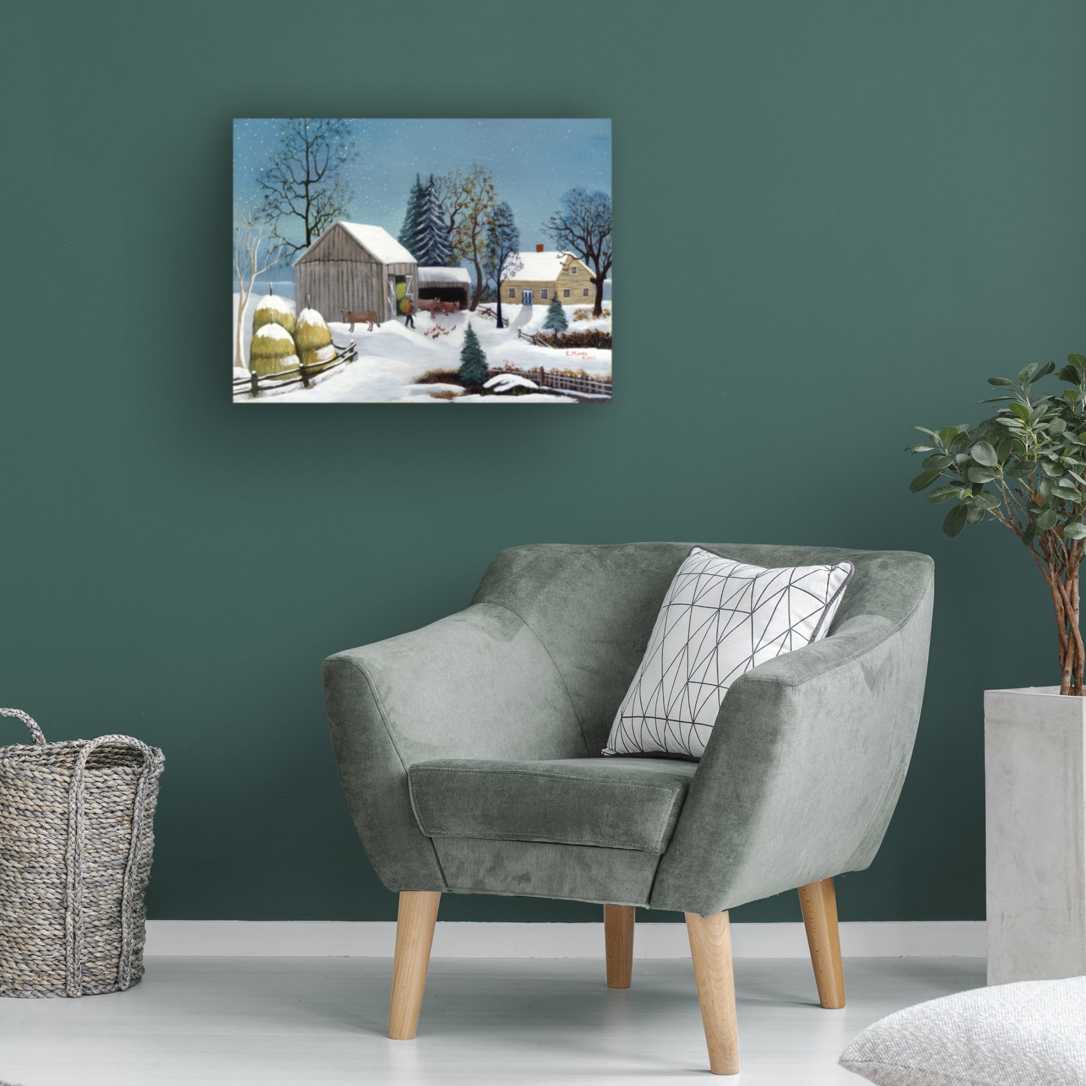 Canvas Wall Art - C Munro 'Winter in the Barnyard' Wall Art for Living Room, Bedroom, or Office Décor by Trademark Fine Art - 47 x 35 Inches