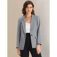 thumbnail image 2 of DARING DIVA Women's Plaid Notched Lapel Blazer S Black White Pattern 2, 2 of 6
