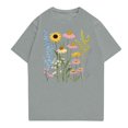 thumbnail image 2 of NAMTYQX T Shirts for Women Stretch Cool Printed Plus Size Bedruckt Crewneck Trendy Boyfriend Short Sleeve Oversized Graphic Tees for Women Gray Size L, 2 of 4
