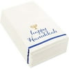 100 Pack Happy Hanukkah Party Dinner Napkins, 3-Ply 4"x8" Chanukah Disposable Bathroom Paper Guest Towels