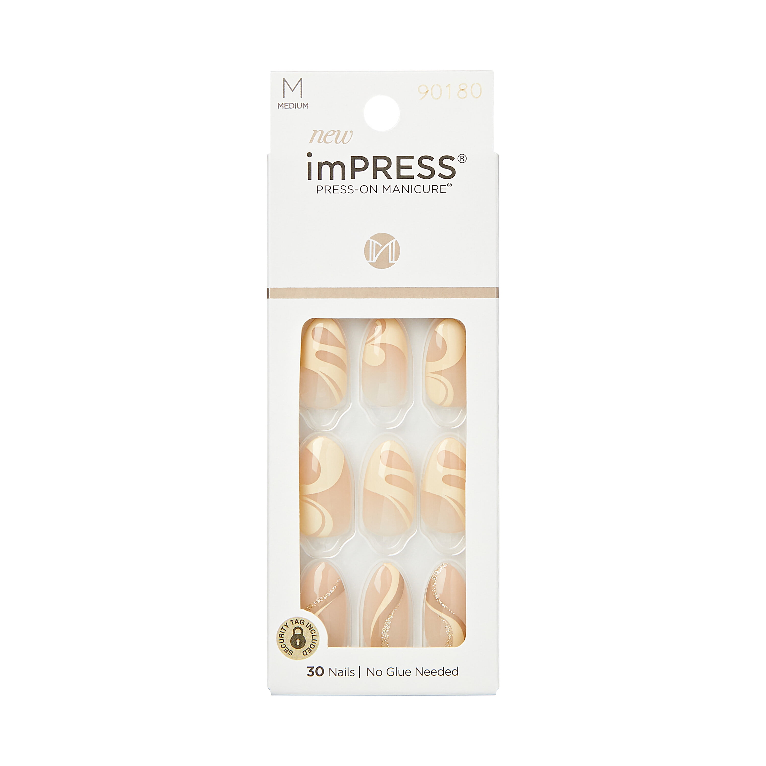 KISS imPRESS Medium Almond Press-On Nails, Neutral, 30 Pieces - Walmart.com