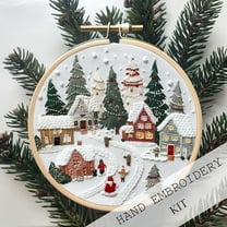 Oliegs Christmas Embroidery Kit Christmas Embroidery Kits For Beginners With Pattern DIY Adult Kits Full Embroidery Hoop Kit With Needles And Thread Included