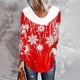 thumbnail image 2 of Camiseta de manga larga con cuello en V suelta con estampado de copos de nieve de Navidad informal para mujer Top Fridja  FKASFK3369, 2 of 4