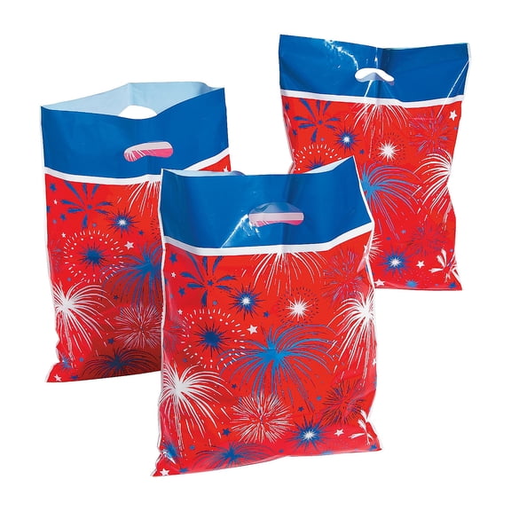 Fun Express Party Bags Patriotic Burst Red White Blue 50 Pieces