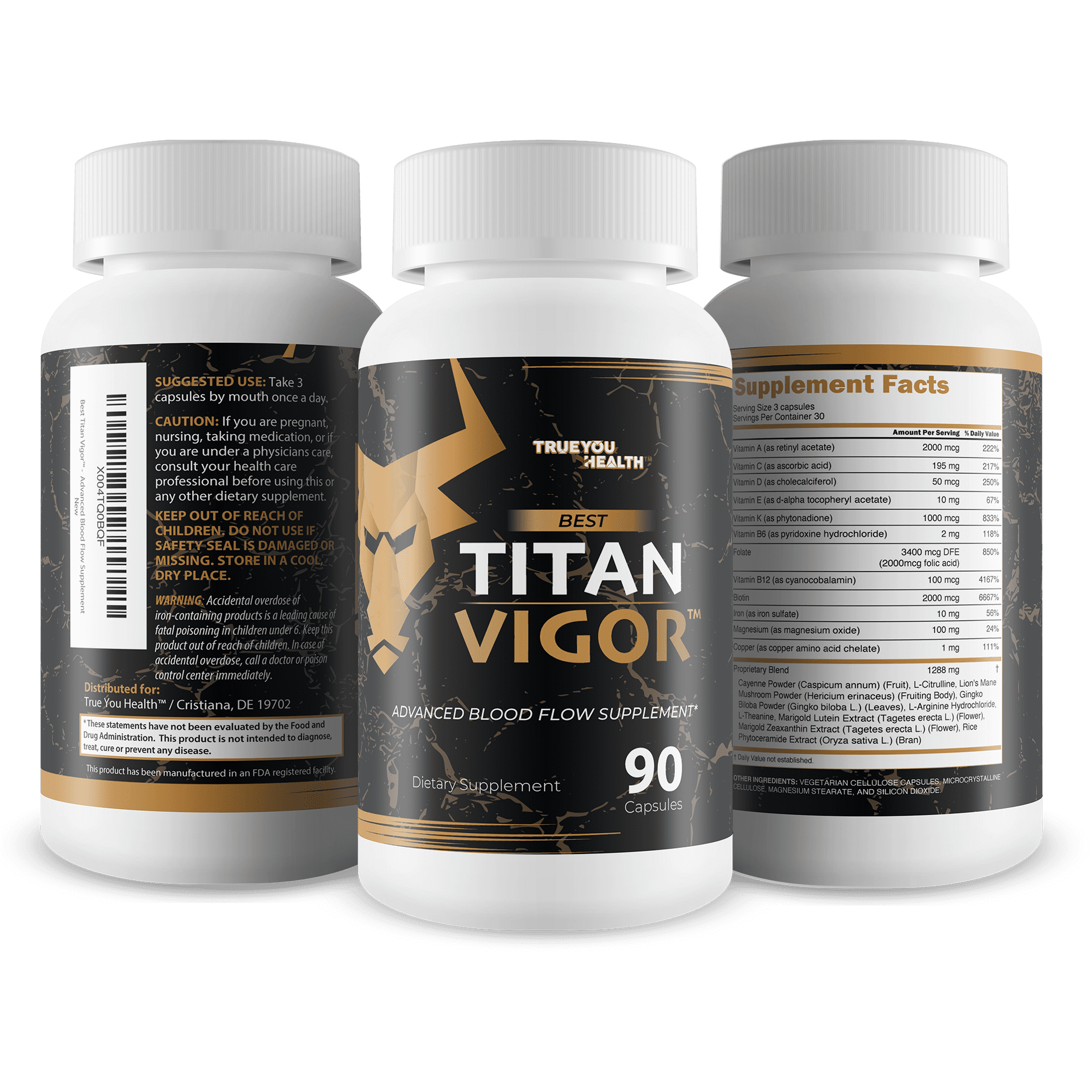 Best Titan Vigor - Improved Formula - Our Best Advanced Blood Flow Supplement For Men - Expertly Formulated For Max Circulation Support - Vasodilator Nitric Oxide Circulation & Vein Support Vitamins