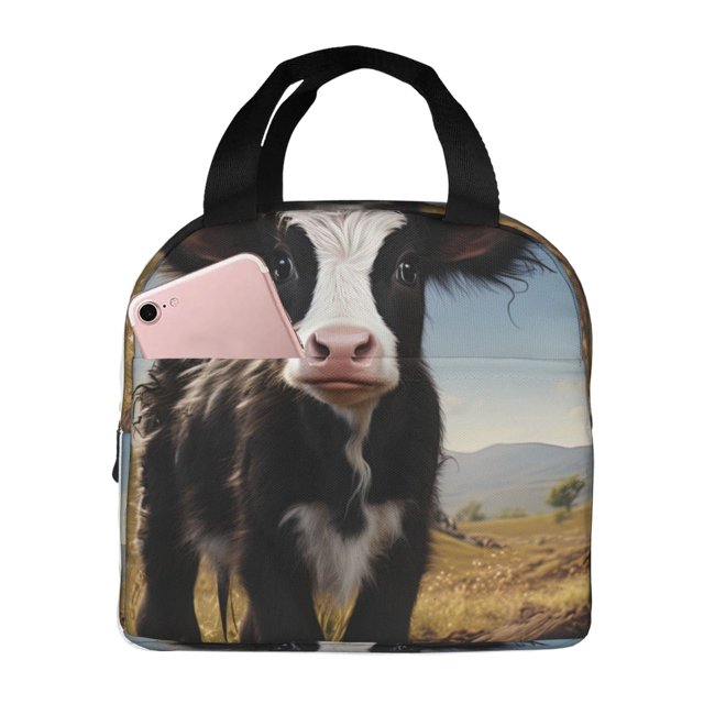 Easygdp Cute Prairie Cow Bolsa Térmica Premium - Tela Oxford Impermeable, Gran Capacidad, Bolsillo Frontal, Unisex para Trabajo, Escuela, Actividades al Aire Libre y Picnics