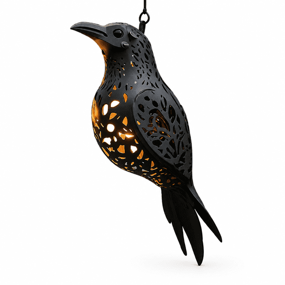 Halloween Crow Hanging Decoration, Hollow 3D Printed Gothic Raven Pendant Ornament for Doorway, Window, Mantel, Porch and Party Display