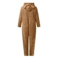 thumbnail image 5 of Mercatoo Kids Girl's Fuzzy Onesi𝐞 Fleece Warm Zipper Hooded Jumpsuit Sherp𝐚 Rompe𝐫 One Piece Animal Outfit Soft Plush Snowsuit Winter, 5 of 5