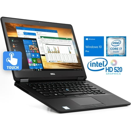 Dell Latitude E7470 Notebook, 14" QHD Touchscreen, Intel Dual-Core i7-6600U Upto 3.4GHz, 8GB RAM, 256GB SSD, HDMI, Mini DisplayPort, Card Reader, Backlit Keyboard, Wi-Fi, Bluetooth, Windows 10 Pro