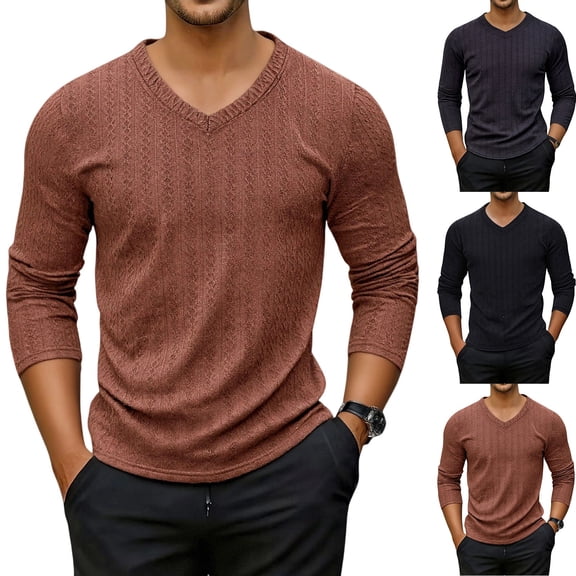 Hinvhai Men's Cotton V Neck Sweater Knitted Jumper Sweater Long Sleeve Pullover Top Dark Gray XL(XL)