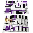 thumbnail image 2 of Abstract Geometry Squares Modern Art Black Purple Table Runner Home Wedding Table Mat Centerpieces Decoration Dining Tablecloth, 2 of 6
