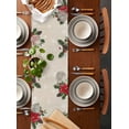 thumbnail image 2 of Beige Christmas Table Runner 72 Inches, Snowman Xmas Tree Poinsettia Snowflake Bed Runner Dresser Scarves Tabletop for Indoor Outdoor Parties/Ceremony/Banquet, 16" x 72", 2 of 8