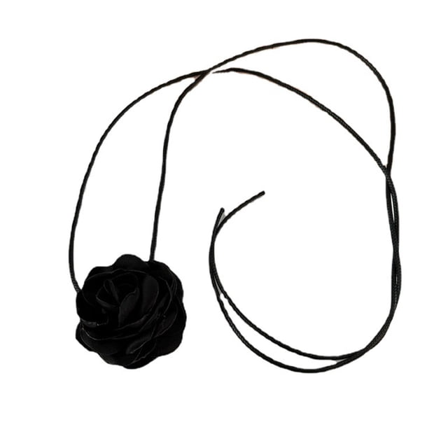 LYMAYTER Collier Fleur Lacé 3D Rose Collier Ras du Cou pour Femmes - Rétro, Ajustable-Cyclable