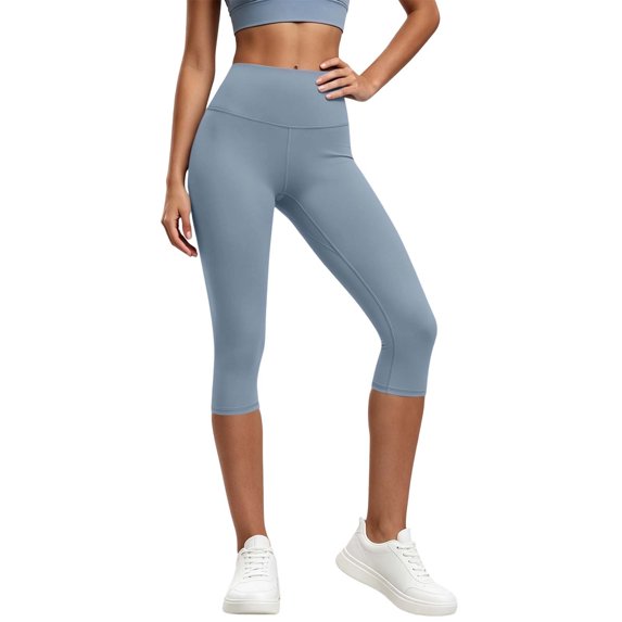 XRoczxe Women High Waist Capri Yoga Leggings Soft Stretchy Cropped Workout Pants Multi Solid Color Comfort Fit for Sports Gym Daily Casual Wear