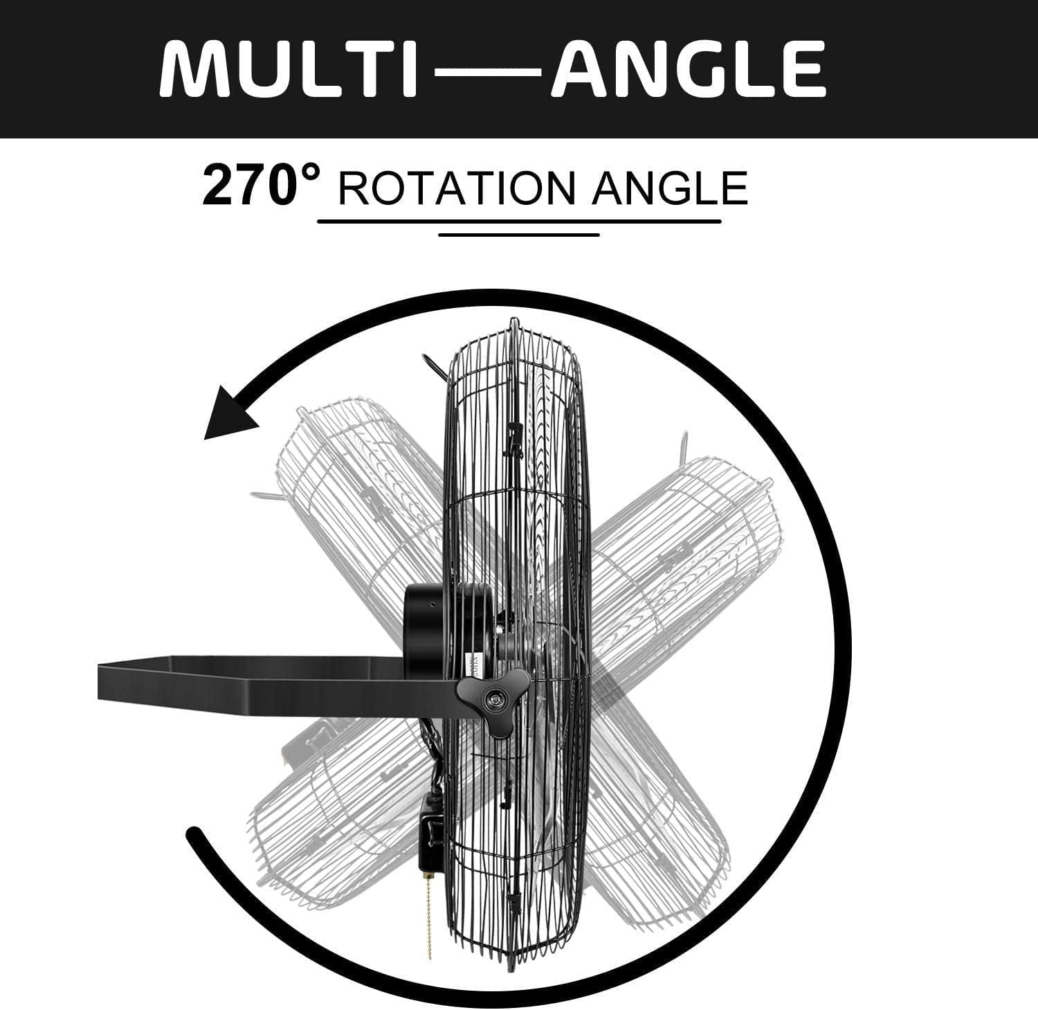 Simple Deluxe 24'' High Velocity Industrial Wall Mount Fan, 3 Speed Commercial Ventilation Metal Fan