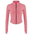 thumbnail image 6 of Womens Full Zipper Light Sportswear With Thumb Opening Walking Coat Cutting Training And Yoga Coat Pink S, 6 of 7