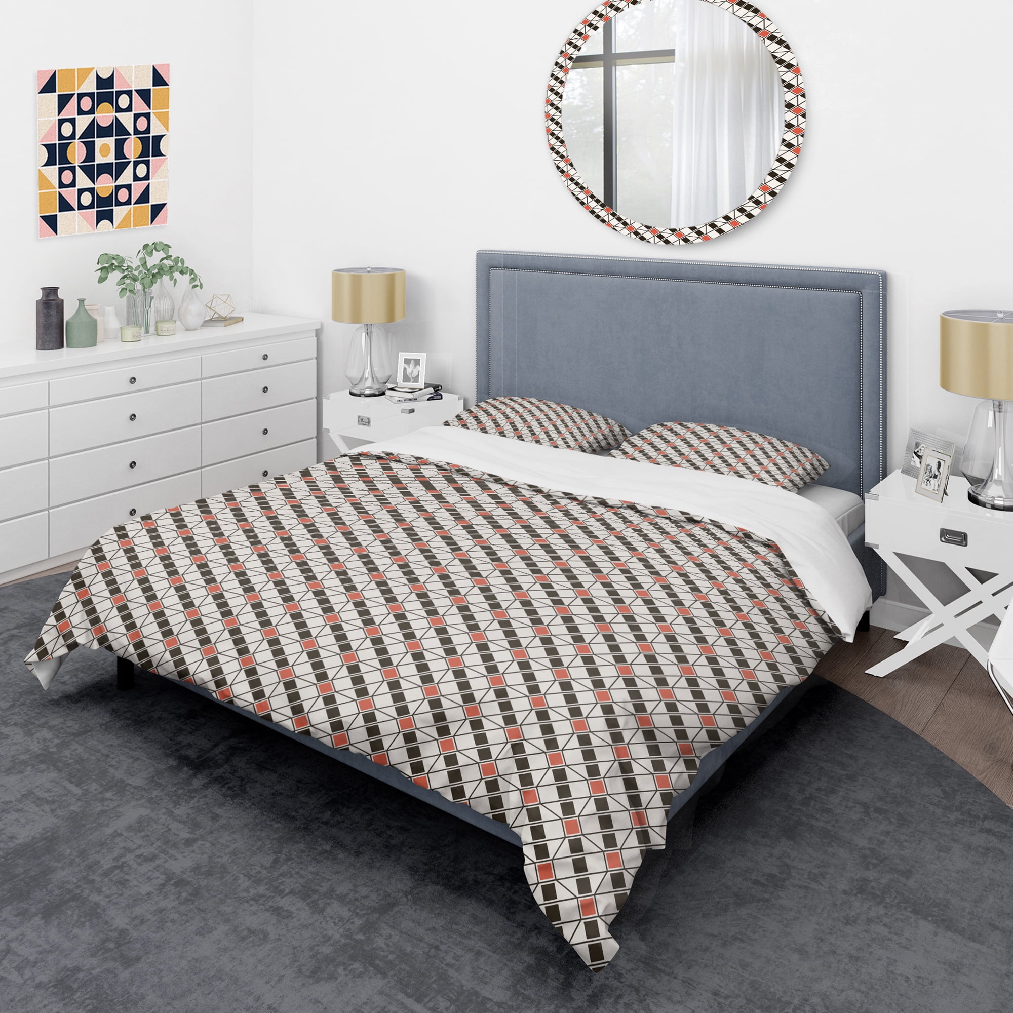 Designart 'Abstract Design Retro Pattern IV' Mid-Century Modern Duvet Cover Set