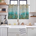 thumbnail image 2 of Teal Yellow Oil Painting Kitchen Curtains Short 45 Inch Length, Contemporary Abstract Art Grommet Top Bedroom Living Room Curtains, Light Filtering Cafe Curtain Drapes 2 Panels Set 84''x45'', 2 of 9