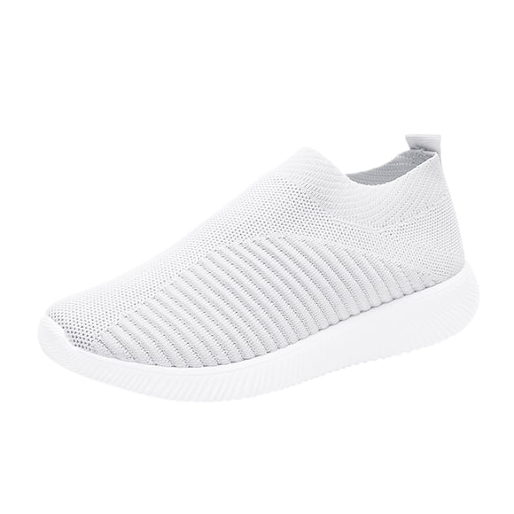 HBFAGFB Sneakers for Women Light Socks Flat Bottom Casual Shoes Breathable Slip on Sneakers White Size 39