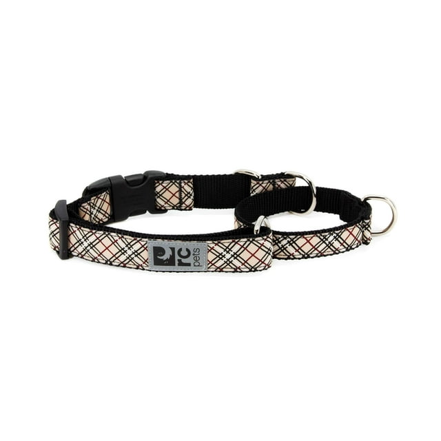 RC Pets 3/4 Inch Easy Clip Web Martingale Training Dog Collar, X-Small, Tan Tartan