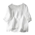 thumbnail image 4 of Lpmadey Floral Embroidered Tops for Women 3/4 Sleeve Boho Vacation Dressy Casual Shirts V Neck Tunic Tshirt, 4 of 7