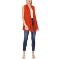 thumbnail image 4 of Women's Sleeveless Long Body Open Draped Front Solid Cardigan Vest S-3XL, 4 of 5