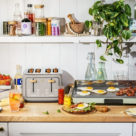 Beautiful 4-Slice Toaster with Touch-Activated Display, Porcini Taupe by Drew Barrymore