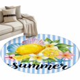 thumbnail image 2 of Lemon Summer Round Living Room Rugs 3.3 ft, Fruit Starfish Shell Blue Stripes Washable Area Rug with Non-Slip Sturdy Edge Binding Round Front Door Mat Floor Carpet for Entryway, 2 of 9