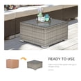 thumbnail image 4 of Outsunny Rattan Garden Coffee Table with Tempered Glass Top, Grey, 4 of 10
